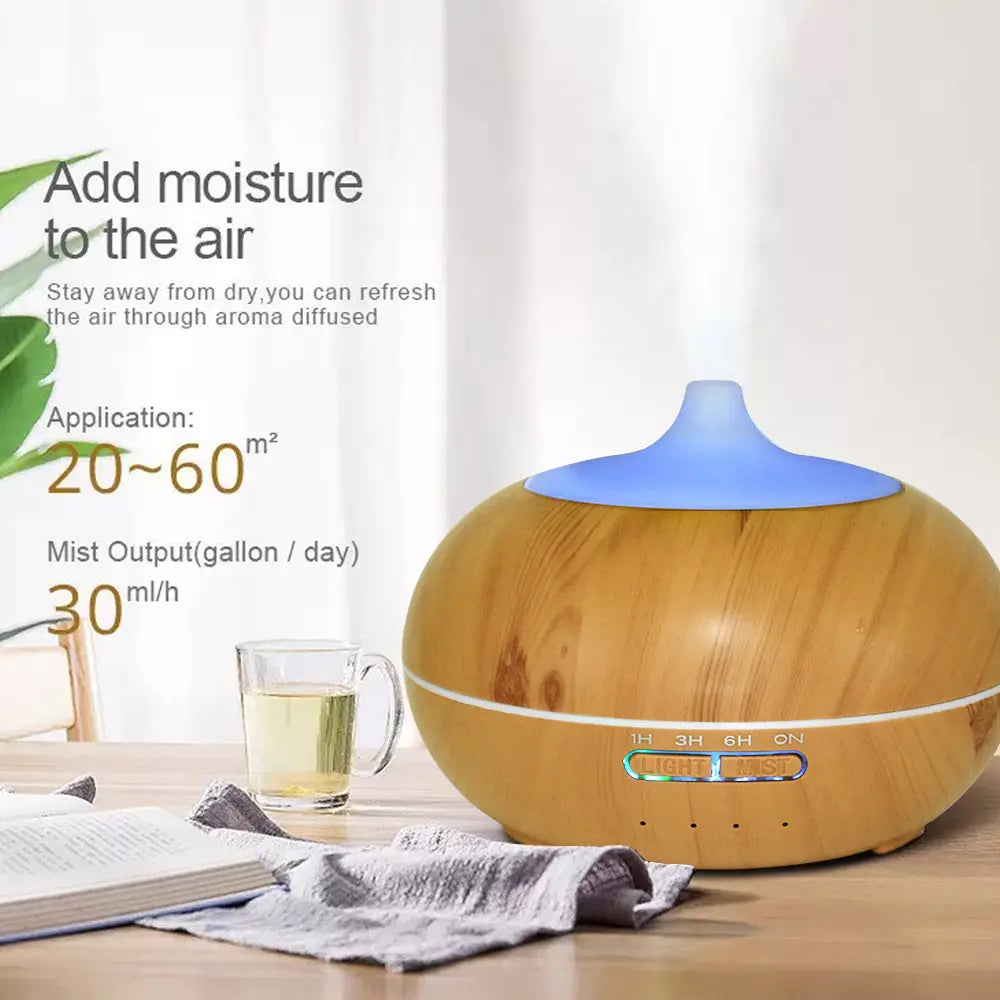 550Ml Ultrasonic Aroma Diffuser, Remote Control Included, 7 LED Light Options, Whisper-Quiet for Sleep & Relaxation