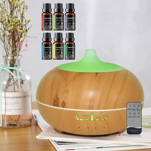 550Ml Ultrasonic Aroma Diffuser, Remote Control Included, 7 LED Light Options, Whisper-Quiet for Sleep & Relaxation