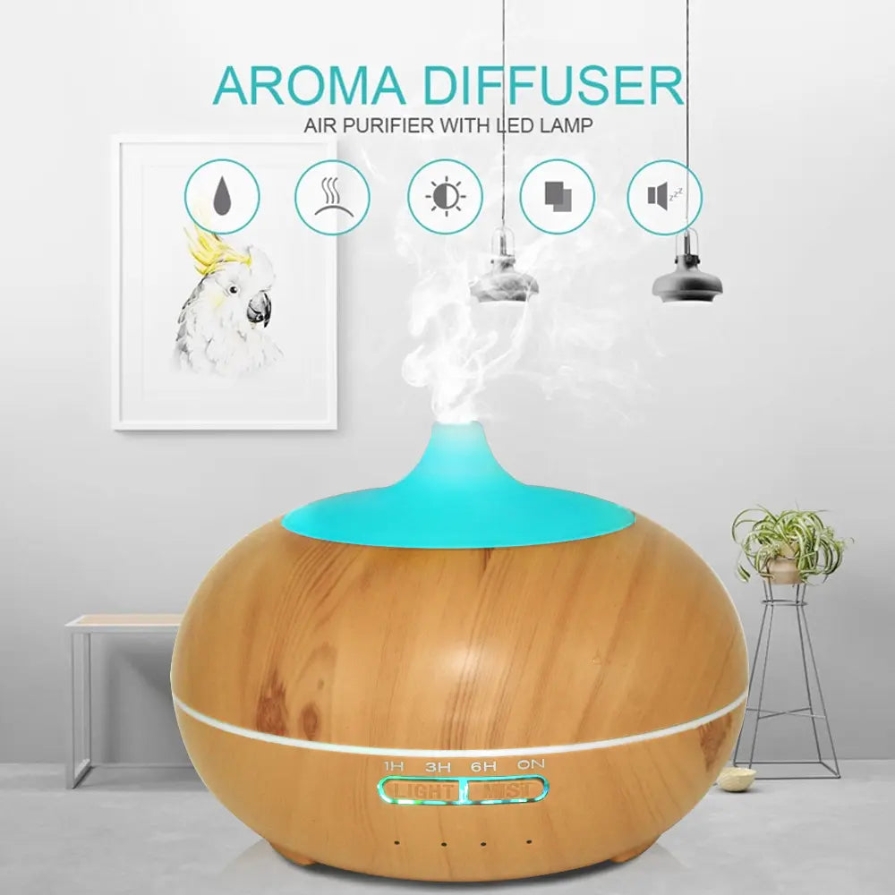 550Ml Ultrasonic Aroma Diffuser, Remote Control Included, 7 LED Light Options, Whisper-Quiet for Sleep & Relaxation