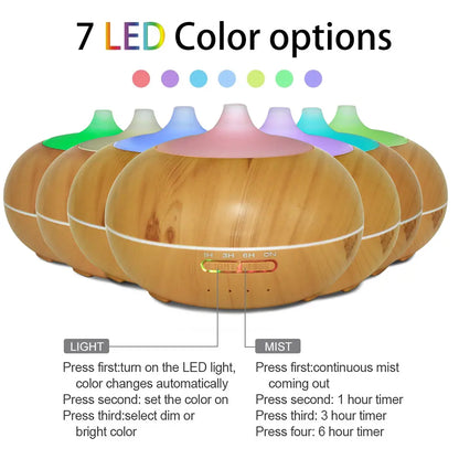 550Ml Ultrasonic Aroma Diffuser, Remote Control Included, 7 LED Light Options, Whisper-Quiet for Sleep & Relaxation